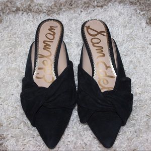 Sam Edelman Laney Black Suede Kitten Mules, 6